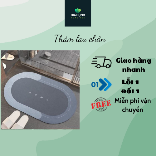 Thảm Lau Chân phòng tắm Silicon siêu thấm hút nước chùi đế cao su chống trơn trượt khách sạn cao cấp