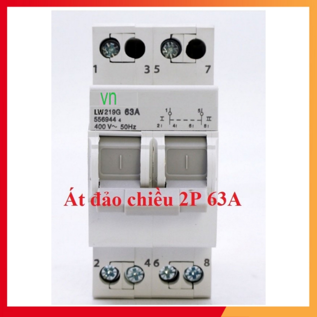 Át chuyển đổi 2 nguồn điện 63A 220v cầu dao đảo chiều dạng Aptomat , CB đảo chiều 3 vị trí