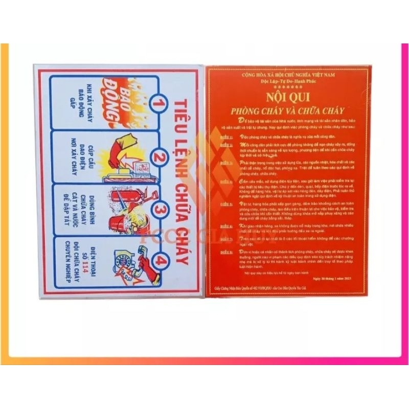 Bộ Tiêu Lệnh Nội quy PCCC 4 tấm bằng Tôn không gỉ giao hỏa tốc