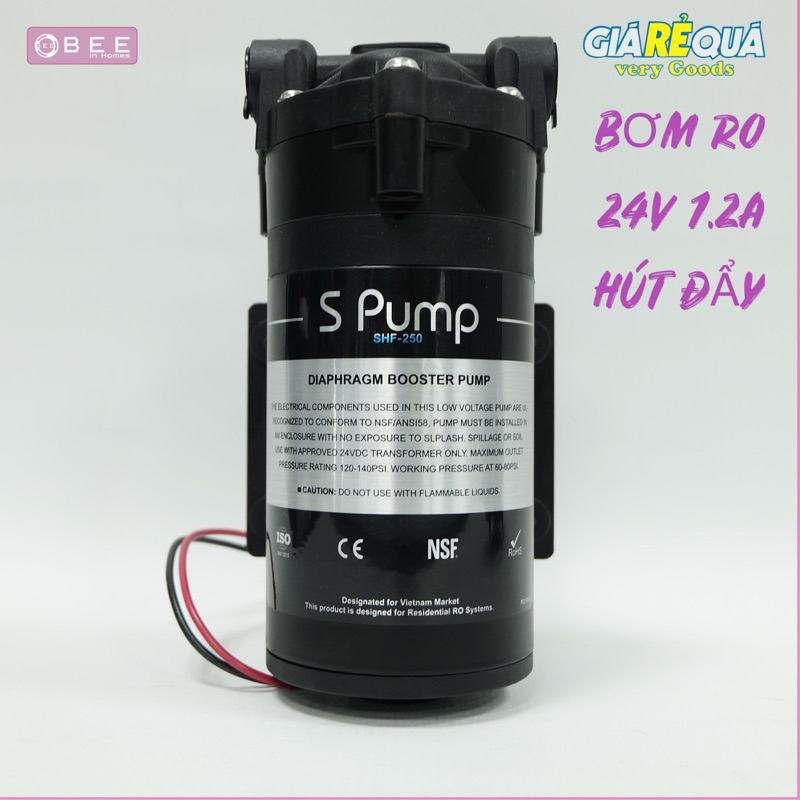 Bơm tăng áp máy lọc nước RO 24V SHF-250, 8369 hút đẩy, giá rẻ cho tất cả máy lọc nước