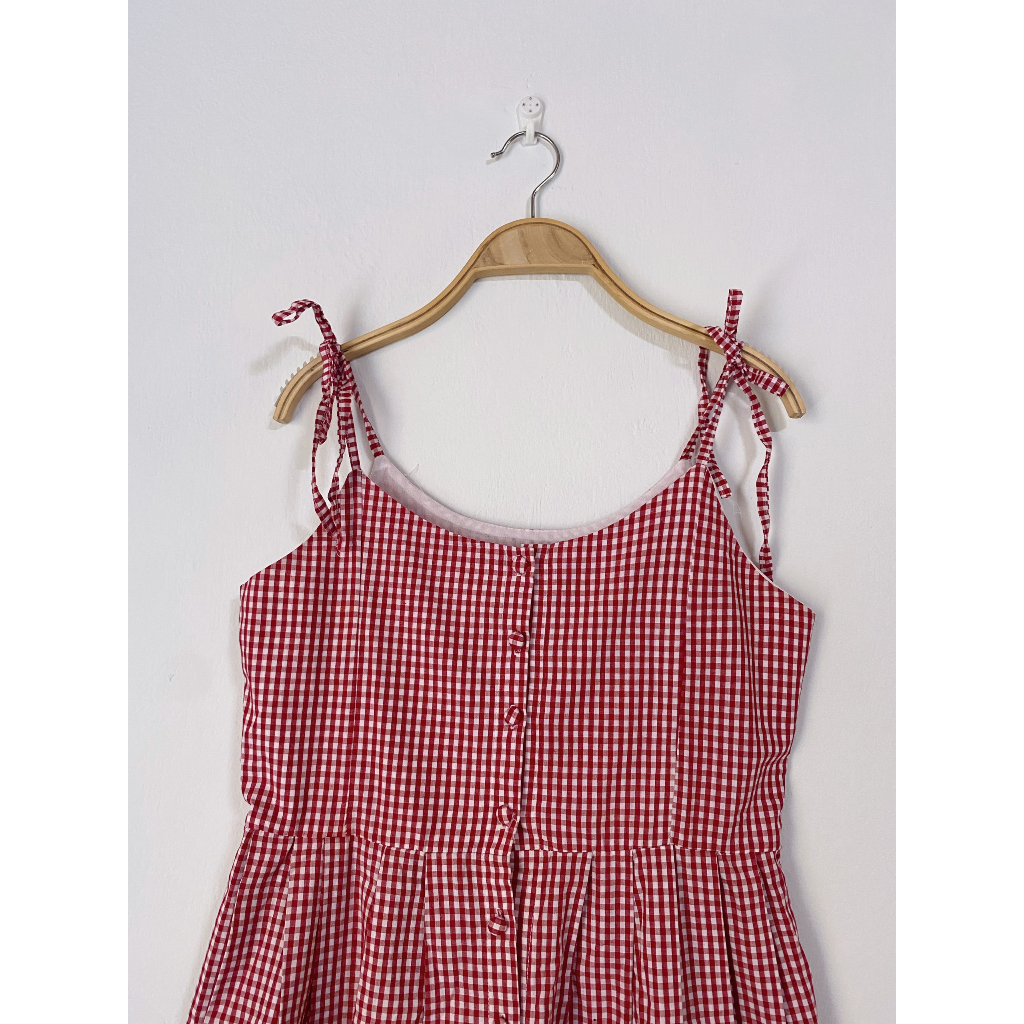 Đầm váy babydoll 2 dây kẻ caro secondhand