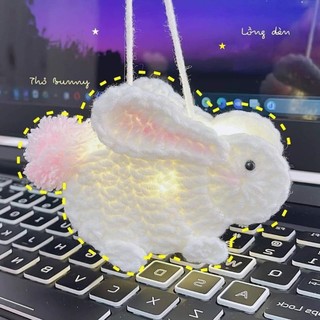 (Hàng Có Sẵn)Lồng đèn Thỏ Len Handmade Kèm Đèn Led