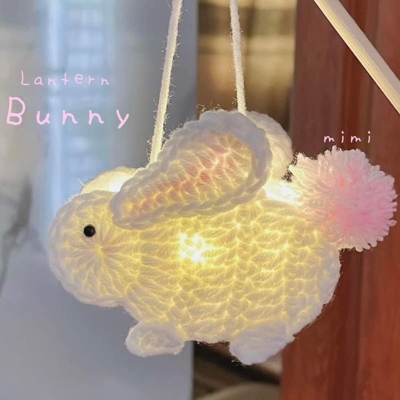 (Hàng Có Sẵn)Lồng đèn Thỏ Len Handmade Kèm Đèn Led