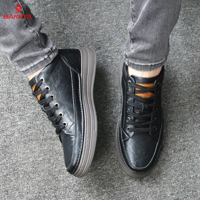 Giày sneaker nam da bò nguyên tấm đế cao su đúc tăng chiều cao 3.5 cm