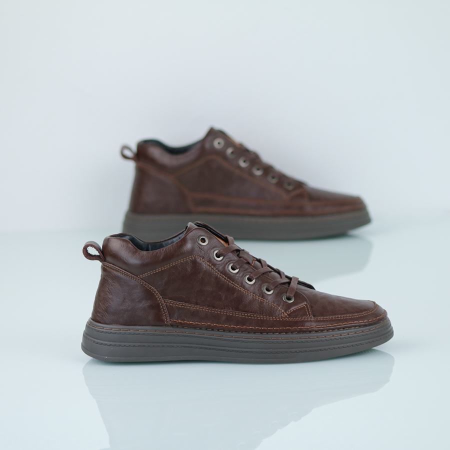 Giày sneaker nam da bò nguyên tấm đế cao su đúc tăng chiều cao 3.5 cm