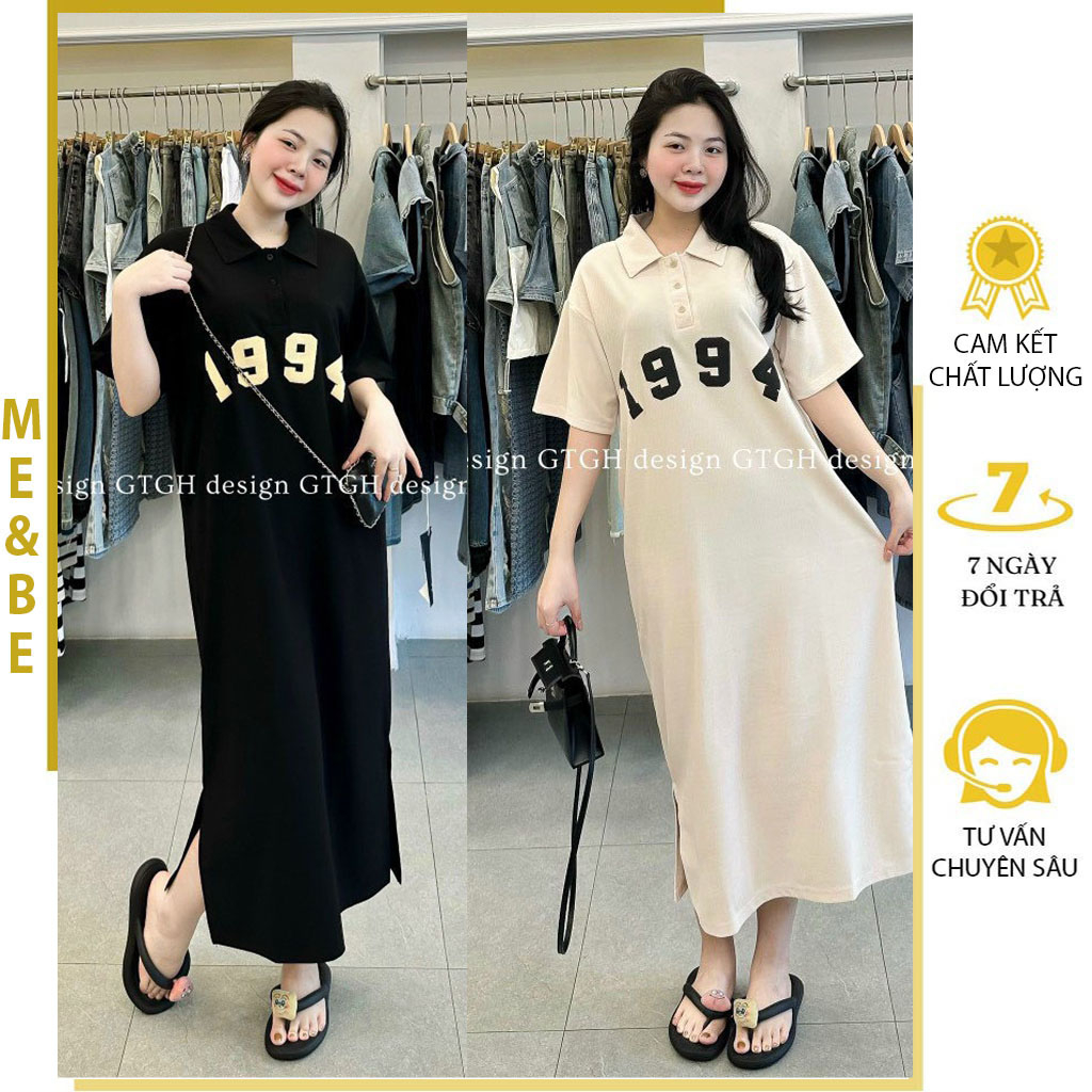 ĐẦM BẦU CÔNG SỞ CỔ POLO CỘC TAY DÁNG SUÔNG DÀI CHẤT MỀM MÁT IN CHỮ 1994 TRẺ TRUNG - ĐẦM BẦU MÙA HÈ XINH FREESIZE
