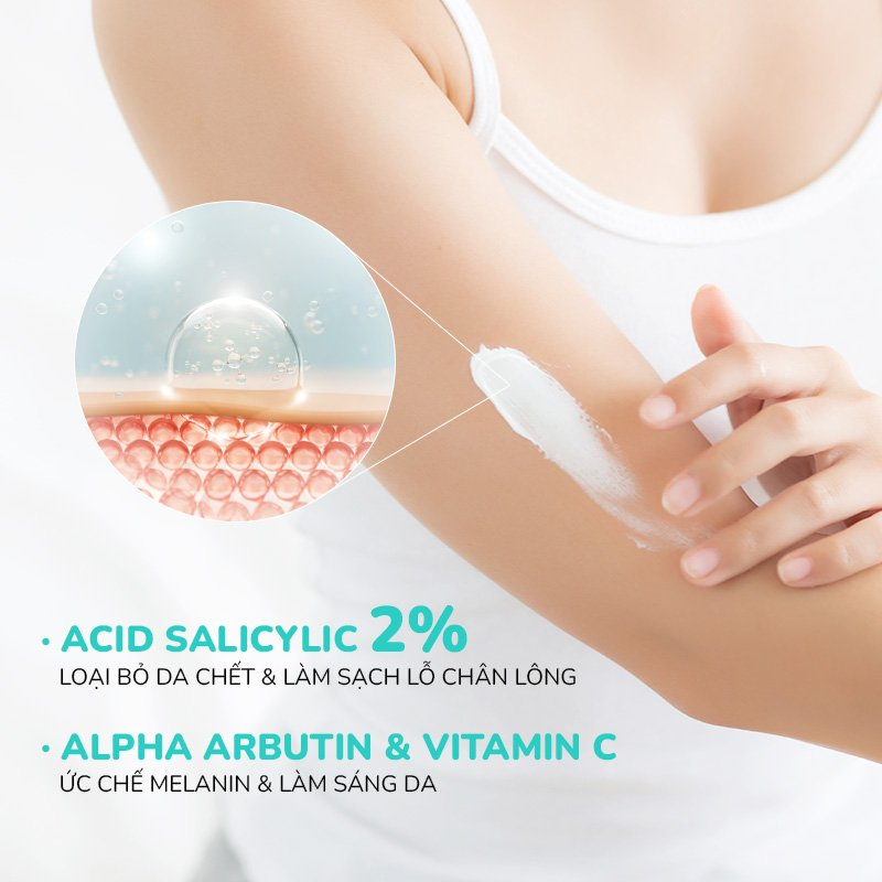 Kem dưỡng trắng giảm thâm nách Alpha arbutin HEBE dưỡng sáng da vùng bikini, mông, khuỷu tay, đầu gối NEOSKIN 35g