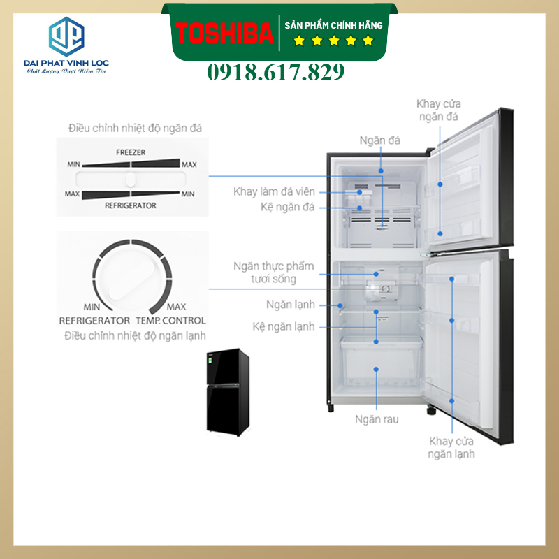 Tủ Lạnh Toshiba Inverter 180 Lít GR-B22VU