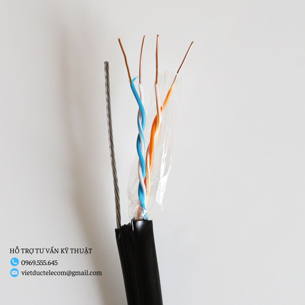 Dây Cáp Mạng Ngoài Trời Chuyên Dùng Cho Camera, Lõi đồng nguyên chất 24AWG 0.5mm, Có cáp chịu lực Siêu Bền.....