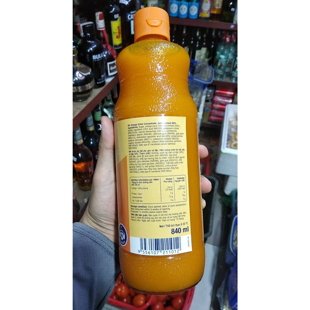 Nước Cam ép đậm đặc pha chế, đánh sốt món ăn Sunquick 840ml