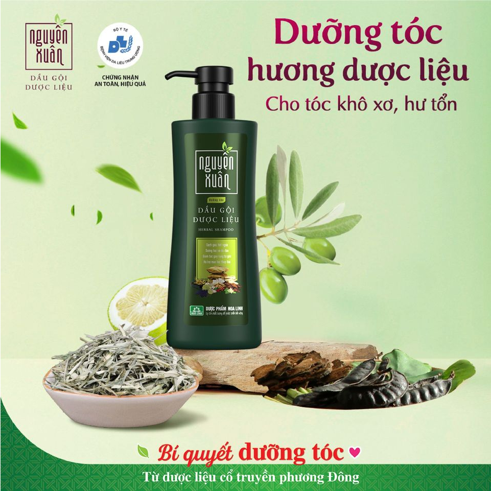 Dầu gội Nguyên Xuân 250ml Từ Thảo Dược Thiên Nhiên, Từ Bưởi, Bồ Kết, Ngăn Rụng Tóc Hết Gàu, Giảm Ngứa - Chai Có Vòi