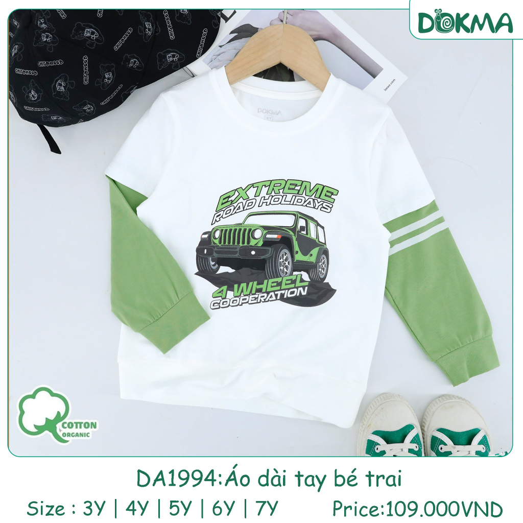 Dokma Áo cổ tròn dài tay bé trai 3-7Y DA1994