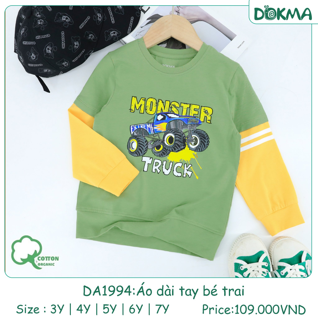 Dokma Áo cổ tròn dài tay bé trai 3-7Y DA1994