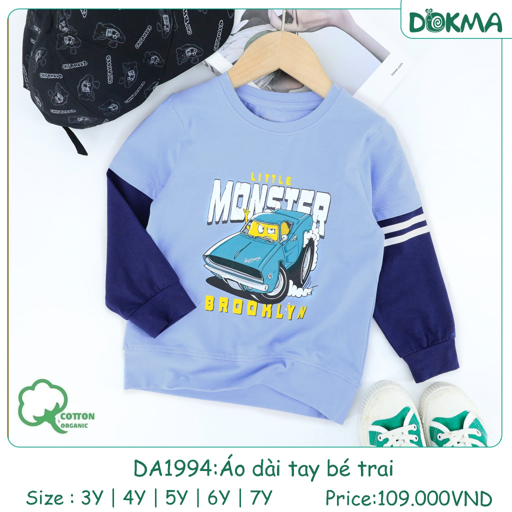 Dokma Áo cổ tròn dài tay bé trai 3-7Y DA1994