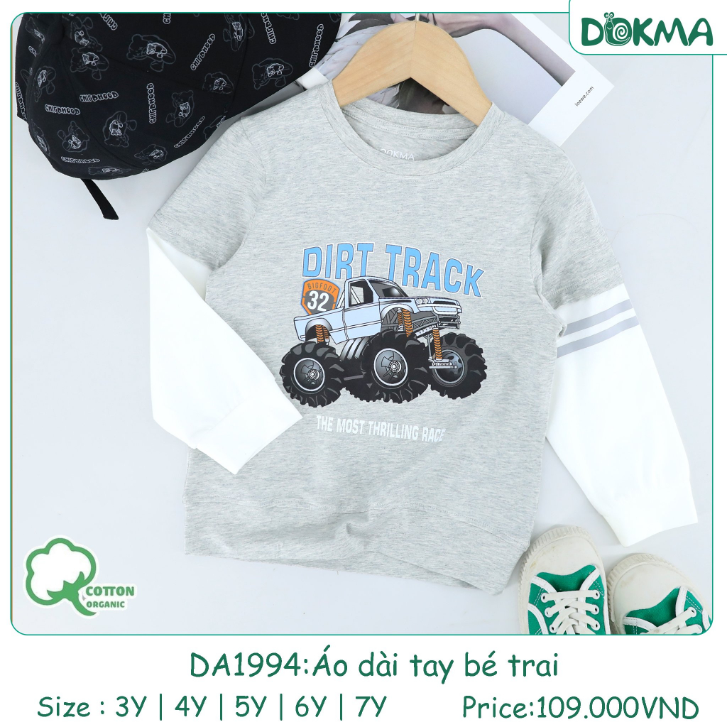 Dokma Áo cổ tròn dài tay bé trai 3-7Y DA1994