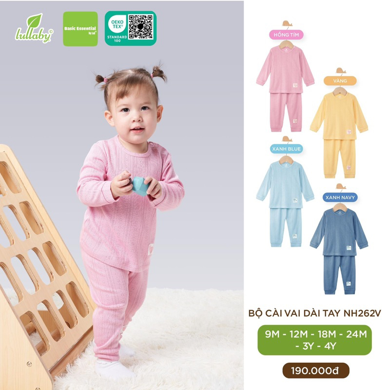 Bộ dài tay bé trai/ gái cotton bamboo Lullaby NH262V (9m-4y) 2023