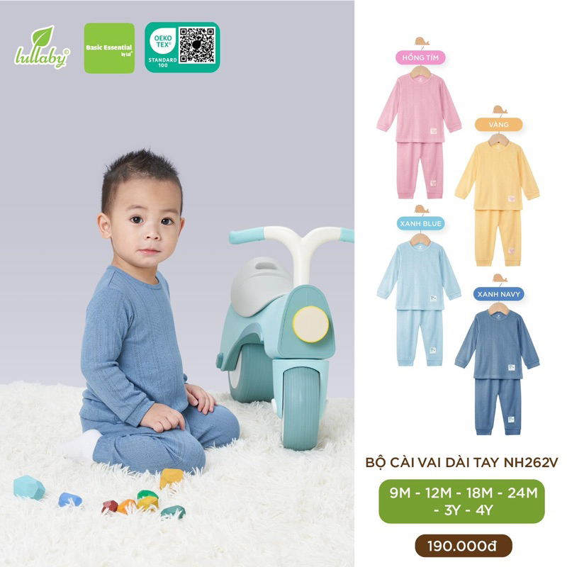 Bộ dài tay bé trai/ gái cotton bamboo Lullaby NH262V  2023