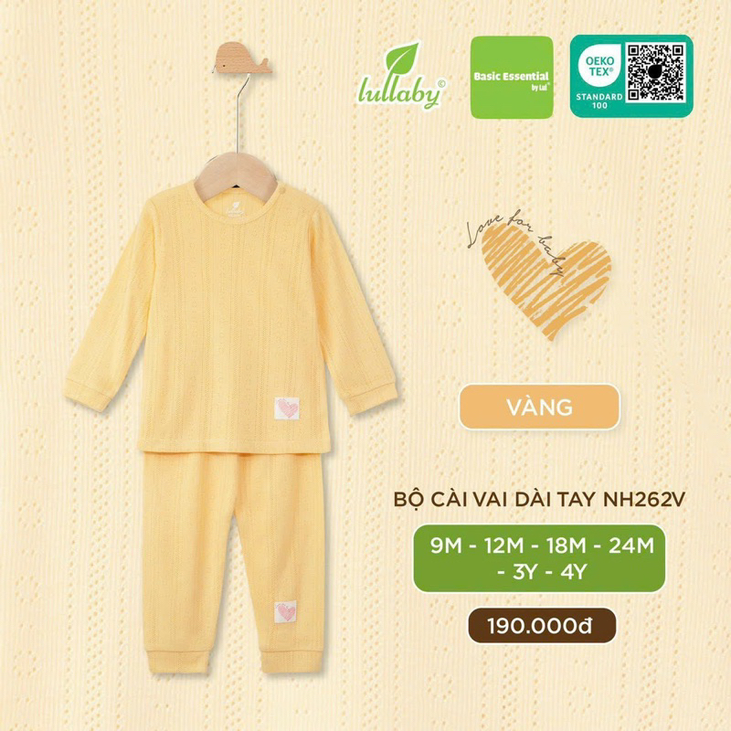 Bộ dài tay bé trai/ gái cotton bamboo Lullaby NH262V  2023