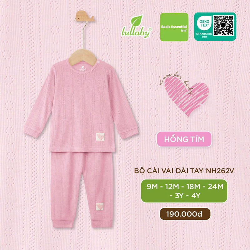 Bộ dài tay bé trai/ gái cotton bamboo Lullaby NH262V  2023
