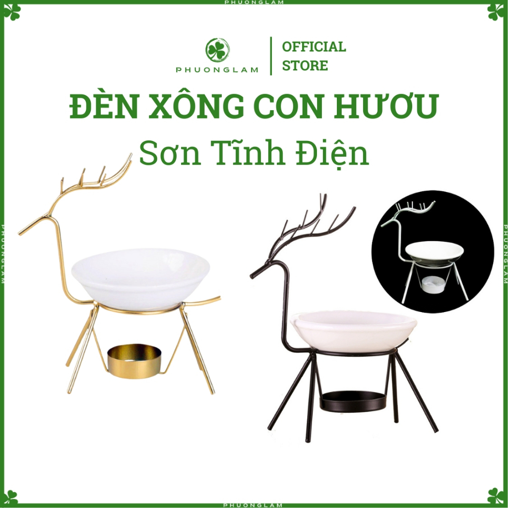 Đèn xông tinh dầu hình hươu gốm sứ trang trí sang trọng