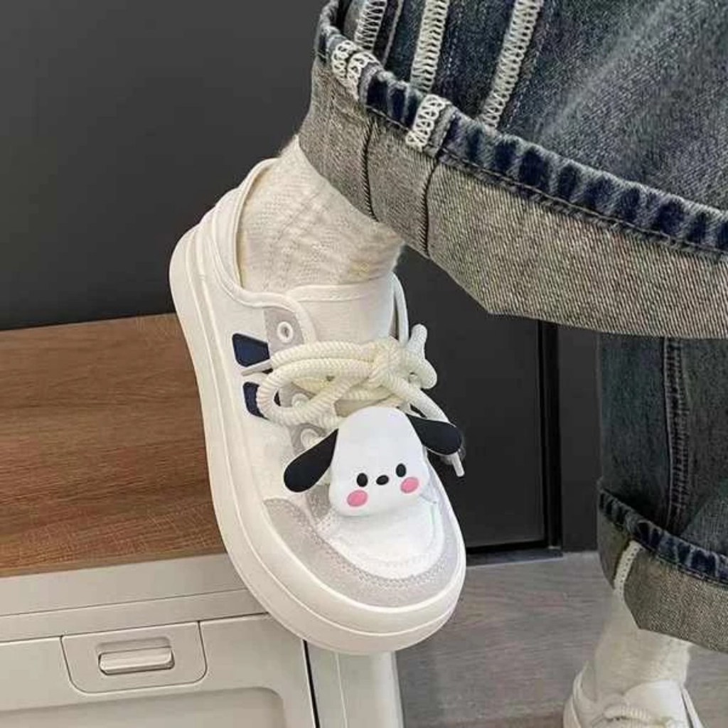 Giày thể thao nữ, Giày Sneaker vải Canvas kèm sticker dễ thương mẫu mới nhất 2023 !