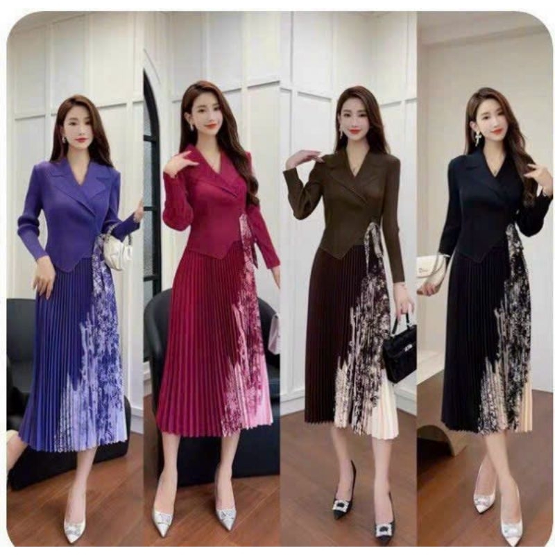 ĐẦM DẬP LY CỔ VEST CHÂN RẰN RI
