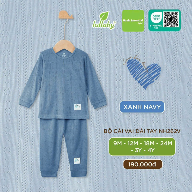 Bộ dài tay bé trai/ gái cotton bamboo Lullaby NH262V  2023