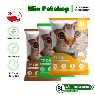 ( TẢI 6 TÚI ) Cát vệ sinh cho mèo TFOR bentonite 8L (6 Túi), Cát vệ sinh cho mèo khử mùi, vón cục túi 8L
