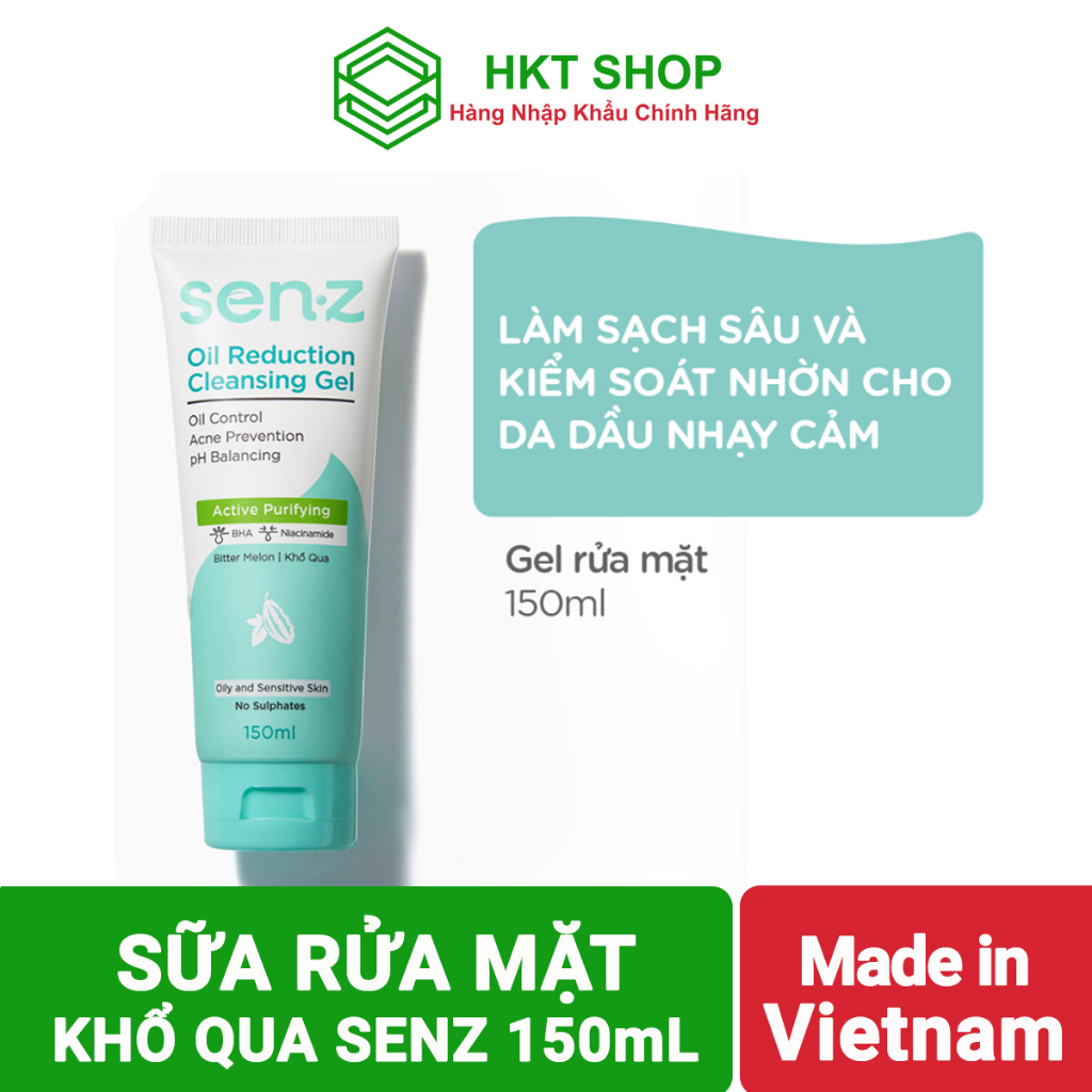 Gel Rửa Mặt Khổ Qua Dành Cho Da Dầu Nhạy Cảm SENZ Oil Reduction Cleansing Gel chuẩn pH 150ML_HKT SHop