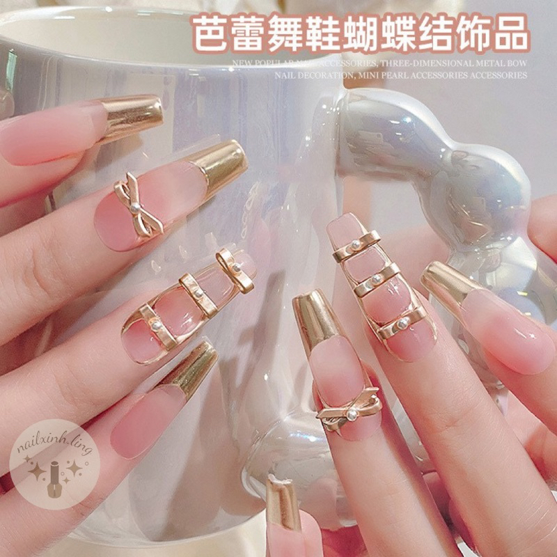 Charm Nơ Kim Loại Sơn Tĩnh Điện 6 Kiểu Đủ Màu Hot Trend Gắn Móng C1/ Phụ Kiện Trang Trí Móng Tay Nơ Ballet Xinh Xắn