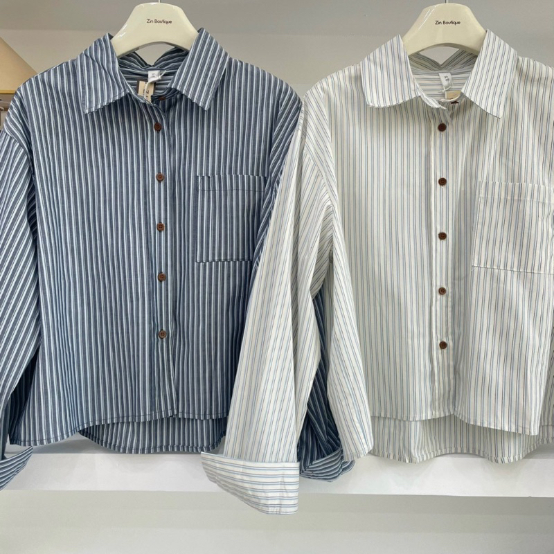 Sơ mi kẻ sọc dáng lửng