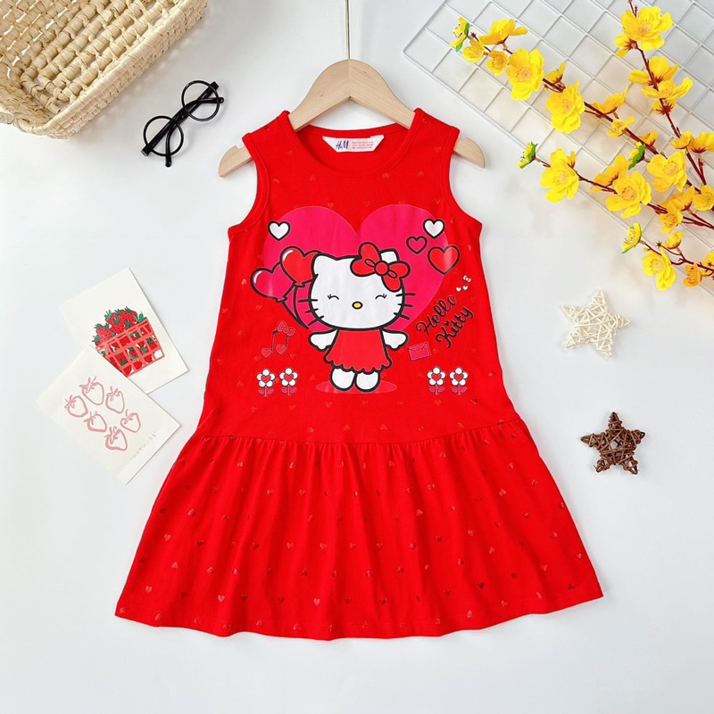 Đầm Thun Sát Nách Cho Bé 12-38kg, Chất Thun Cotton VNXK