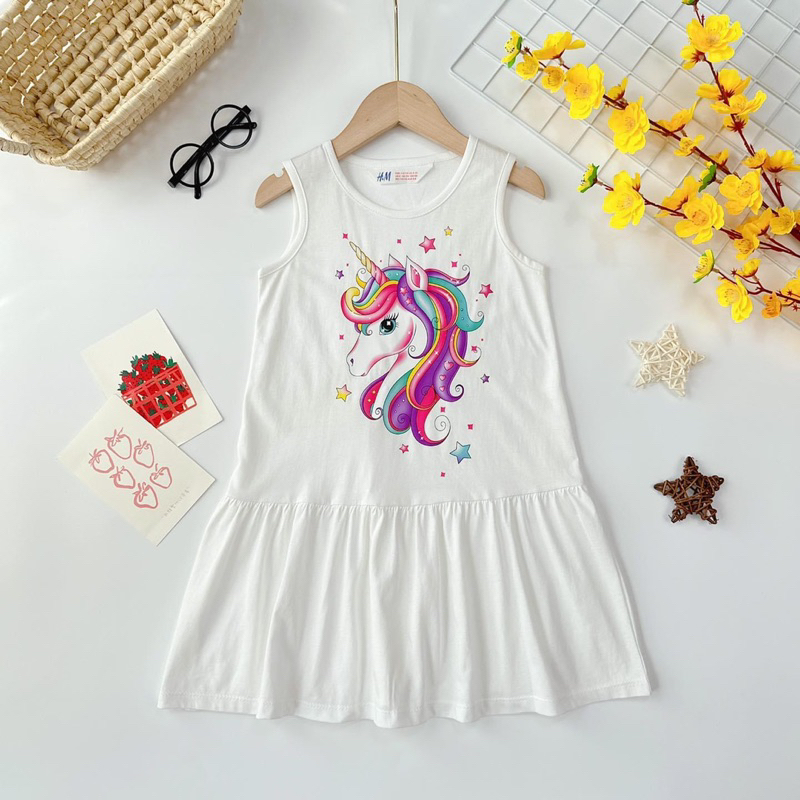 Đầm Thun Sát Nách Cho Bé 12-38kg, Chất Thun Cotton VNXK