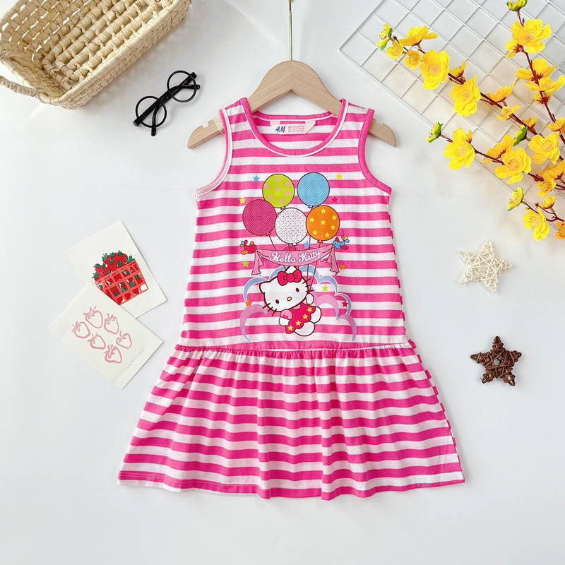 Đầm Thun Sát Nách Cho Bé 12-38kg, Chất Thun Cotton VNXK