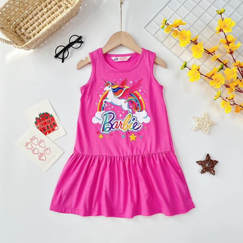 Đầm Thun Sát Nách Cho Bé 12-38kg, Chất Thun Cotton VNXK