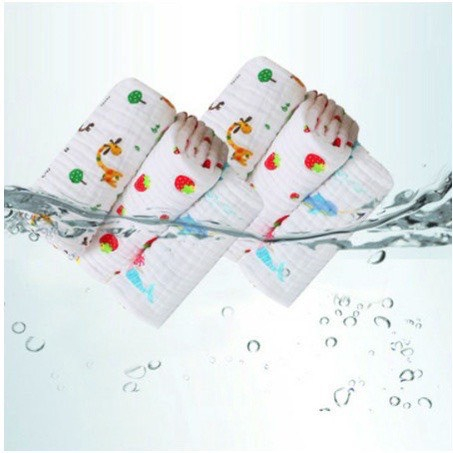 Khăn xô 6 lớp sợi tre không viền, khăn tắm nhăn mềm mại cho bé sơ sinh nhiều họa tiết size lớn 110x110 cm