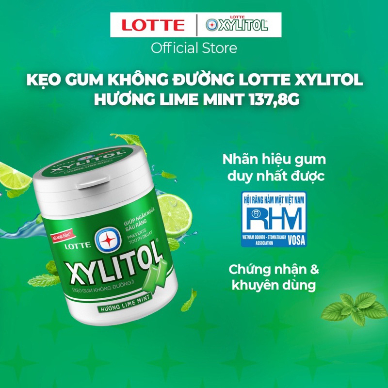 Kẹo Gum Không Đường Lotte Xylitol hũ 58g