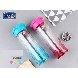 Bình nước thủy tinh 2 lớp chịu nhiệt tint lock&lock 350ml llg655