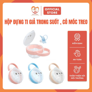 Hộp đựng ti giả, núm ti cho bé trong suốt, có móc treo dễ thương - Hie en Store
