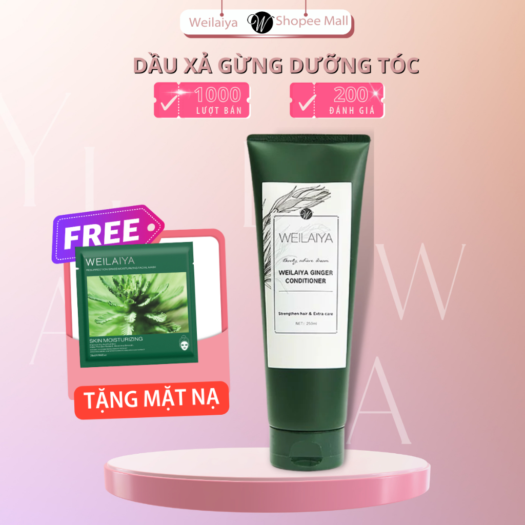 Dầu xả gừng Weilaiya chính hãng, dành cho tóc khô xơ, dưỡng tóc suôn mượt, 250ml, tặng 1 mặt nạ weilaiya
