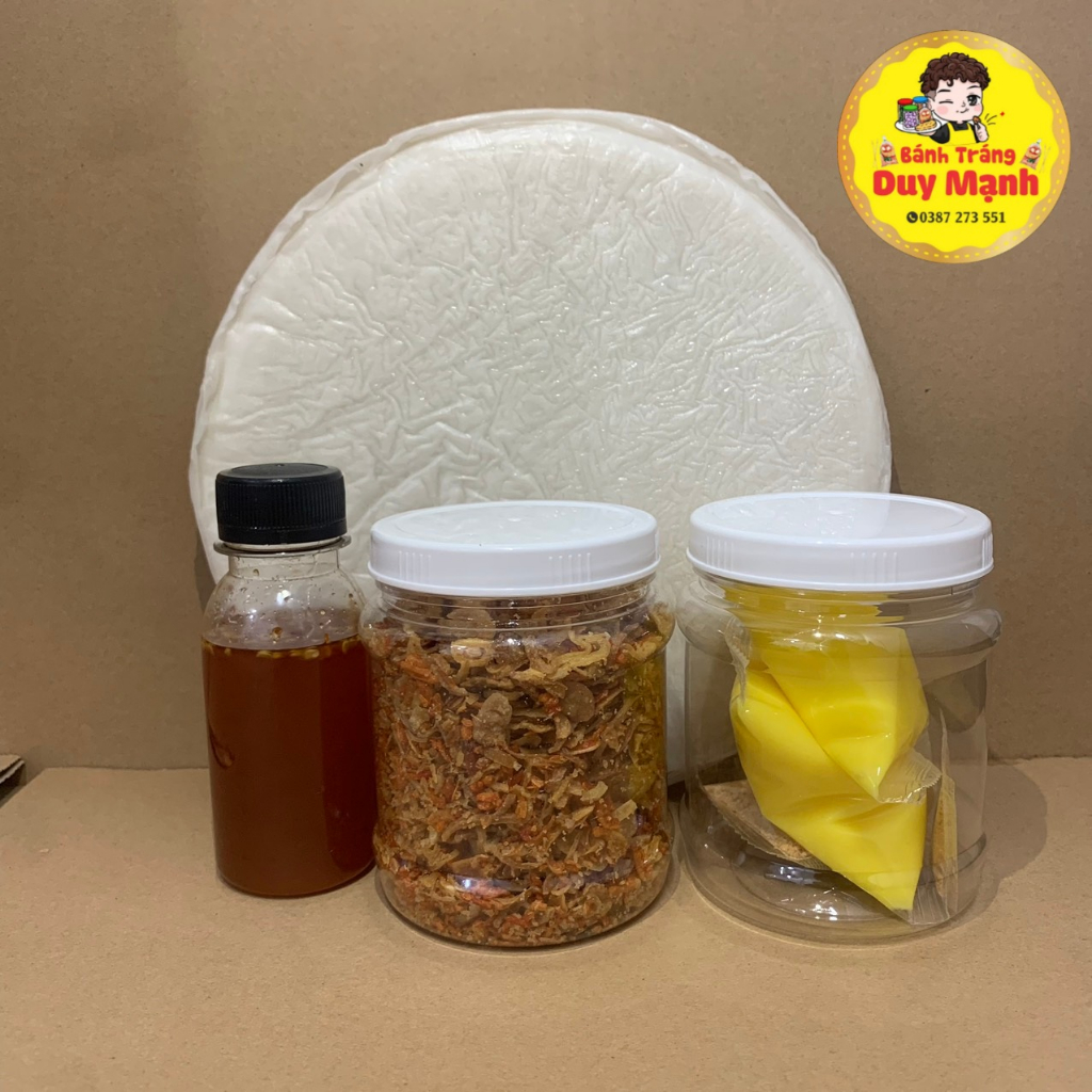 Combo bánh tráng phơi sương dẻo mỏng siêu cay bơ vàng, muối ruốc hành phi.