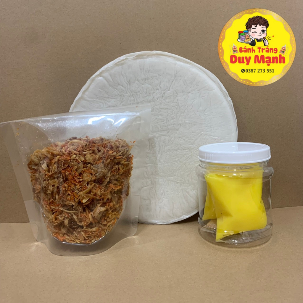 Combo bánh tráng phơi sương dẻo mỏng siêu cay bơ vàng, muối ruốc hành phi.