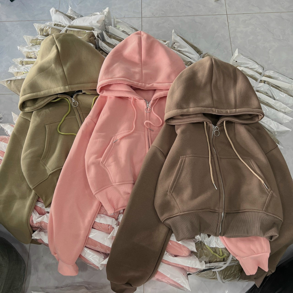 Áo khoác nỉ nữ đủ màu bassi dễ mặc chồng nắng có nón sau to