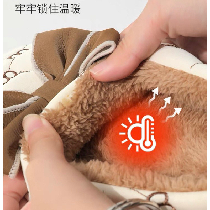 Dép bông nữ đế cao 5.5cm lót lông ấm áp, dép bánh mì nâng chiều cao chống nước mẫu mới năm 2023