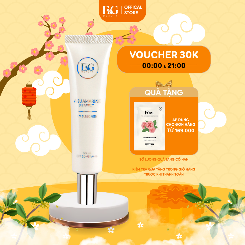 Kem Chống Nắng SPF 50+, PA ++++ Chống nắng phổ rộng, dưỡng ẩm, chống lõa hóa E&G Aquamarine Perfect UV Sunscreen