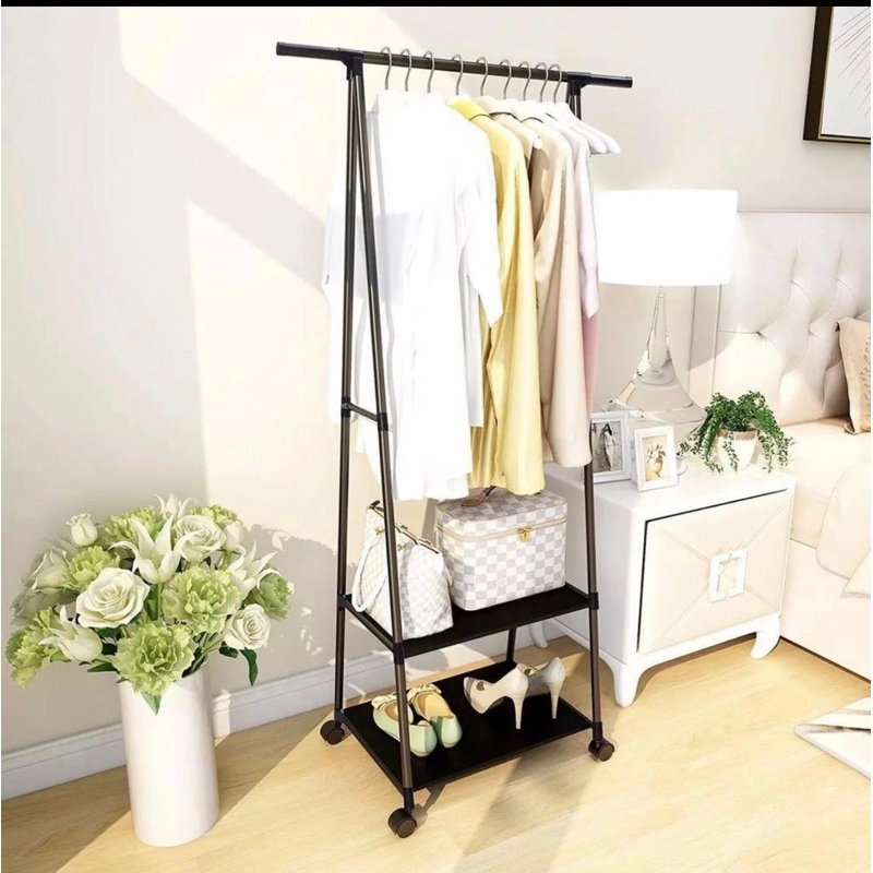 Kệ treo quần áo, giá treo đồ khung thép có bánh xe