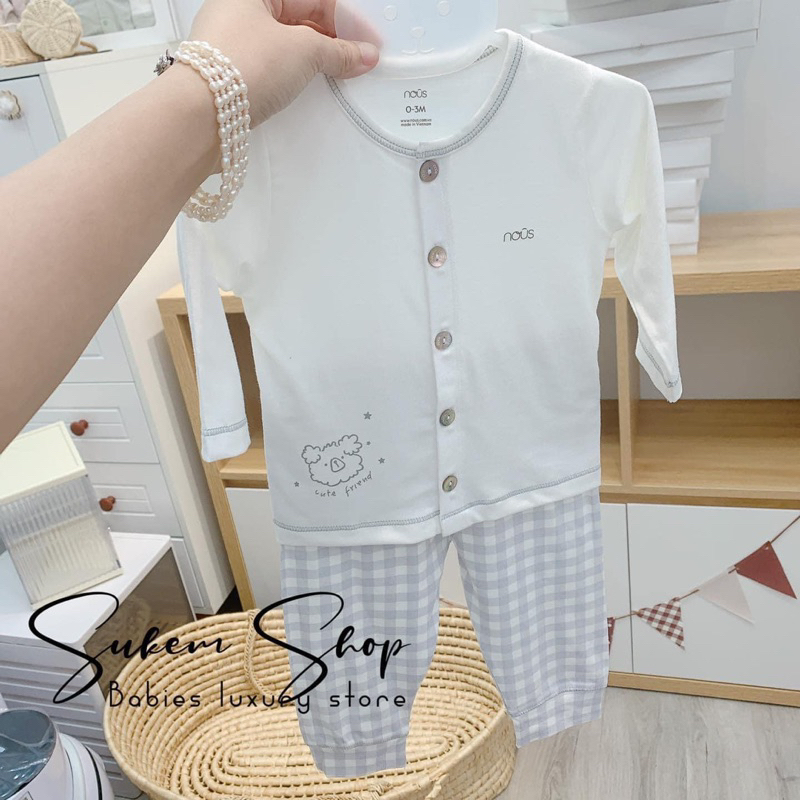 Bộ dài tay Nous cài giữa cho bé trai bé gái
