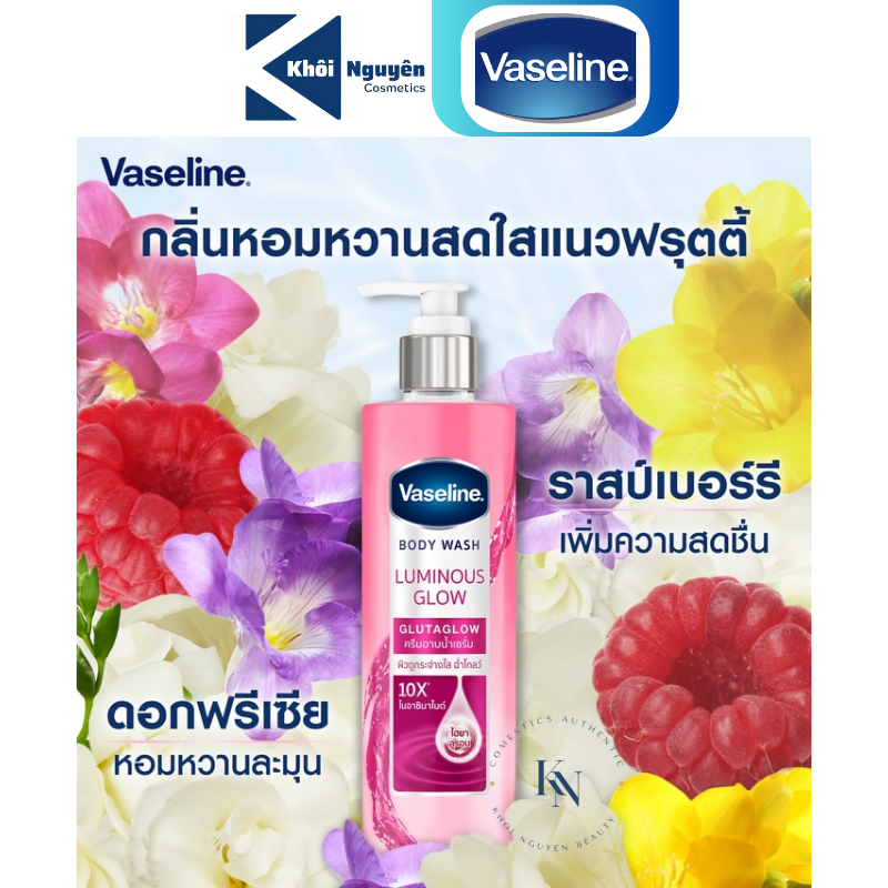 Sữa Tắm Kích Trắng Vaseline Body Wash GlutaGlow 10X 425ml