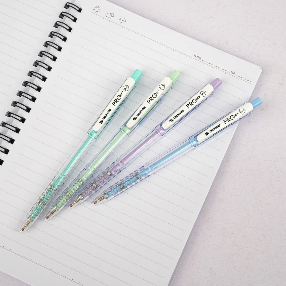 Bút bi màu Pastel Pro 027 Thiên Long TL-105 Ngòi 0.5mm Mực Xanh / Ruột thay thế BPR-06