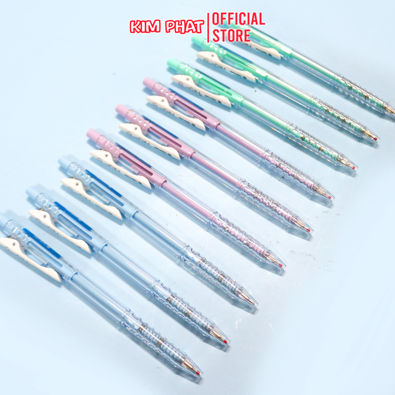 Bút bi màu Pastel Pro 027 Thiên Long TL-105 Ngòi 0.5mm Mực Xanh / Ruột thay thế BPR-06